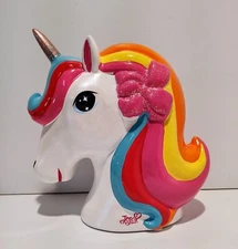 JoJo Siwa Rainbow Unicorn Ceramic Coin Bank/Piggy Bank W/Rubber stopper 