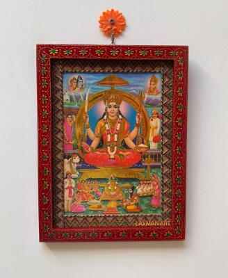 Fotorahmen Jai Santoshi Maa , 22.9x30.5cm Vintage Indisch Fromm Bemalt Rahmen
