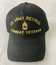 US Army Retired Combat Veteran cap hat Black adjustable strapback
