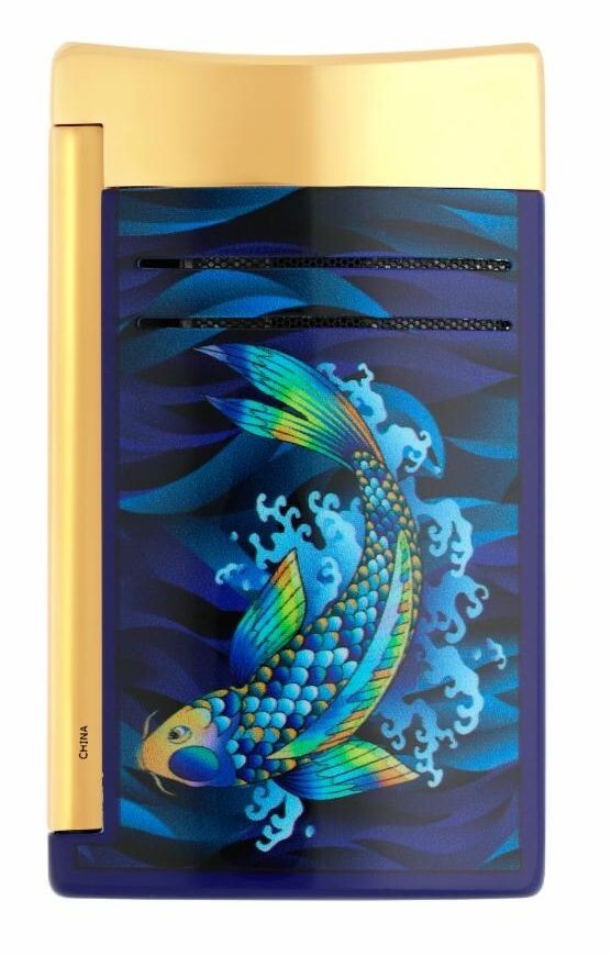 ST DUPONT KOI FISH BLUE GOLD ACCENTS LINE D ROLLERBALL PEN 422005L