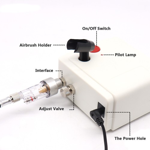 25PSI Airbrush Compressor Kit Spray Gun Dual Action Air Brush Paint Model 0.3MM - Picture 12 of 13