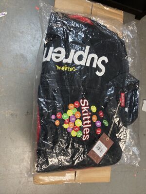 Supreme x Skittles Mitchell & Ness Varsity Jacket Black LARGE =NEW 