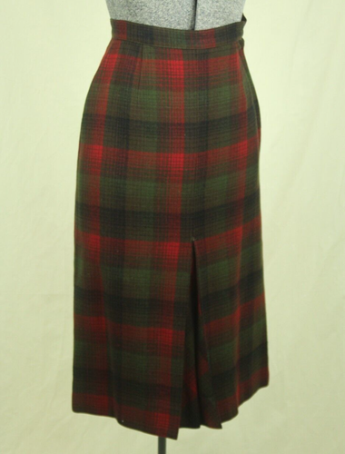 Vintage 50s Pendleton Gold Label Wool Pencil Skirt Size XXS Plaid Red High Waist - Picture 1 of 7