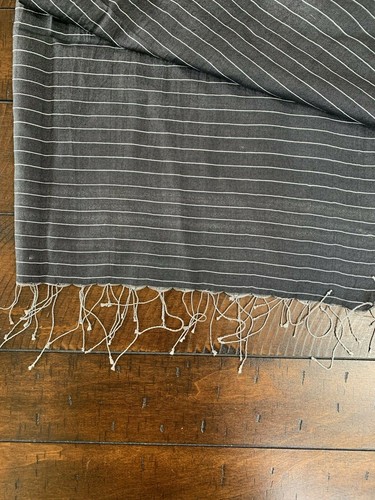 NWT EILEEN FISHER BLACK SOFT WHITE ORGANIC COTTON & SILK SCARF $158 NIP - Picture 7 of 7