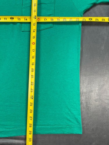 VINTAGE BLANK Green Single Stitch BVD Pocket Shirt 1990s Made in USA Baggy Large - Picture 10 of 12