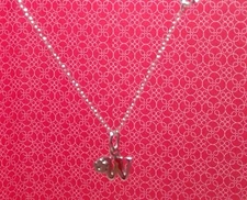 DARLING DIAMOND  CHILDS STERLING Silver INITIAL W  LETTER W/16IN CHAIN USA MADE