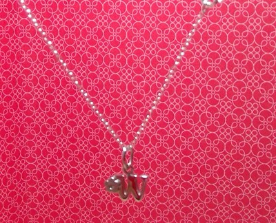 LIEBLING DIAMANT KINDER STERLINGSILBER INITIALE MIT BUCHSTABE MIT 16 ZOLL KETTE HERGESTELLT IN DEN USA