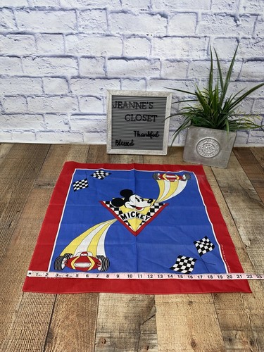 Vintage Walt Disney Mickey Mouse Race Car Bandana Scarf JA Woronowicz NJ NOS Red - Picture 6 of 8