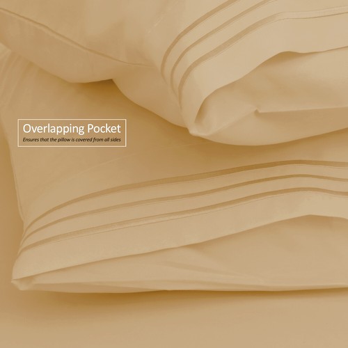 Ensemble de 4 draps de lit 1800 Queen ou King ultra doux microfibre poche profonde - Photo 238/360