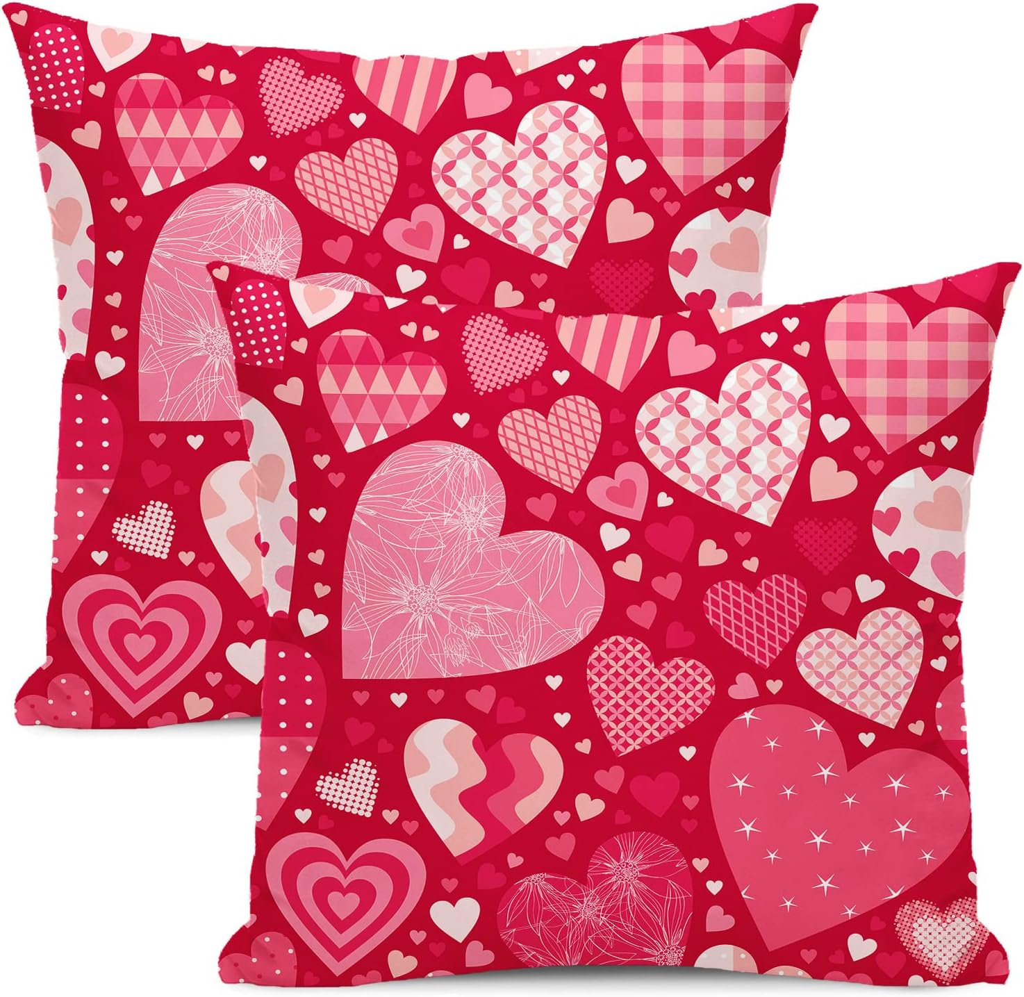 18x18 Inch Valentine's Red Love Heart Pillow Covers Set of 2-image
