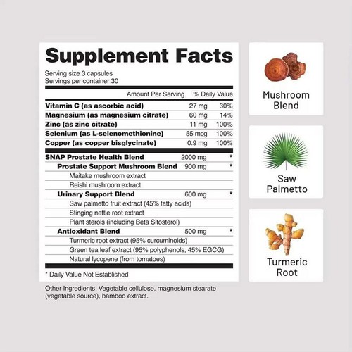 Salud de la próstata con mezcla de hongos sierra palma vitaminas ayuda cápsula - Imagen 17 de 18
