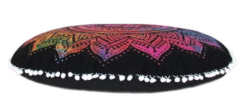 28" Round Floor Pillow Cushion Cover Floral Mandala Room Decor Pouf Covers Throw - Foto 3 di 4