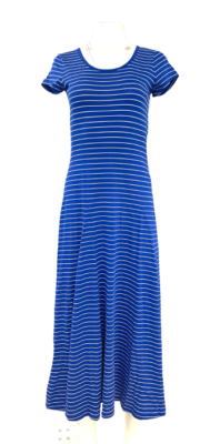 Lauren Ralph Lauren Women's Striped Cotton T Shirt Maxi Dress White Blue |  eBay