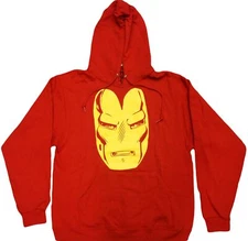 Iron Man Marvel Mens Pullover Hoodie Sweatshirt - Giant Retro Iron Man Face