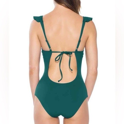 Traje de baño Becca mediano verde Socialite con volantes de una pieza - Imagen 4 de 11