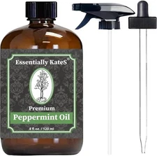 Peppermint Essential Oil 4 oz. with Huge Glass Bottle, Dropper, 4 Ounce 