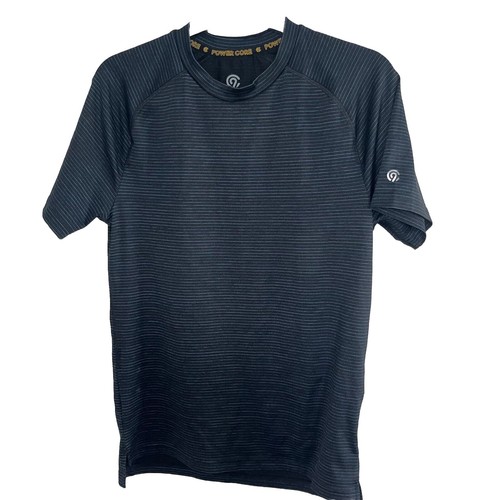 Champion Athletic Power Core T-Shirt Größe Small schwarz mit blauen Linien Poly Nylon