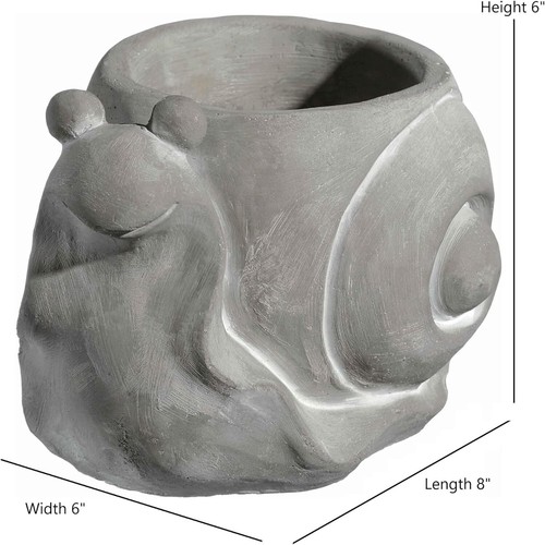 Adorable 8-Inch Cement Snail Planter with Drainage Hole for Indoor & Outdoor Use - Picture 5 of 8