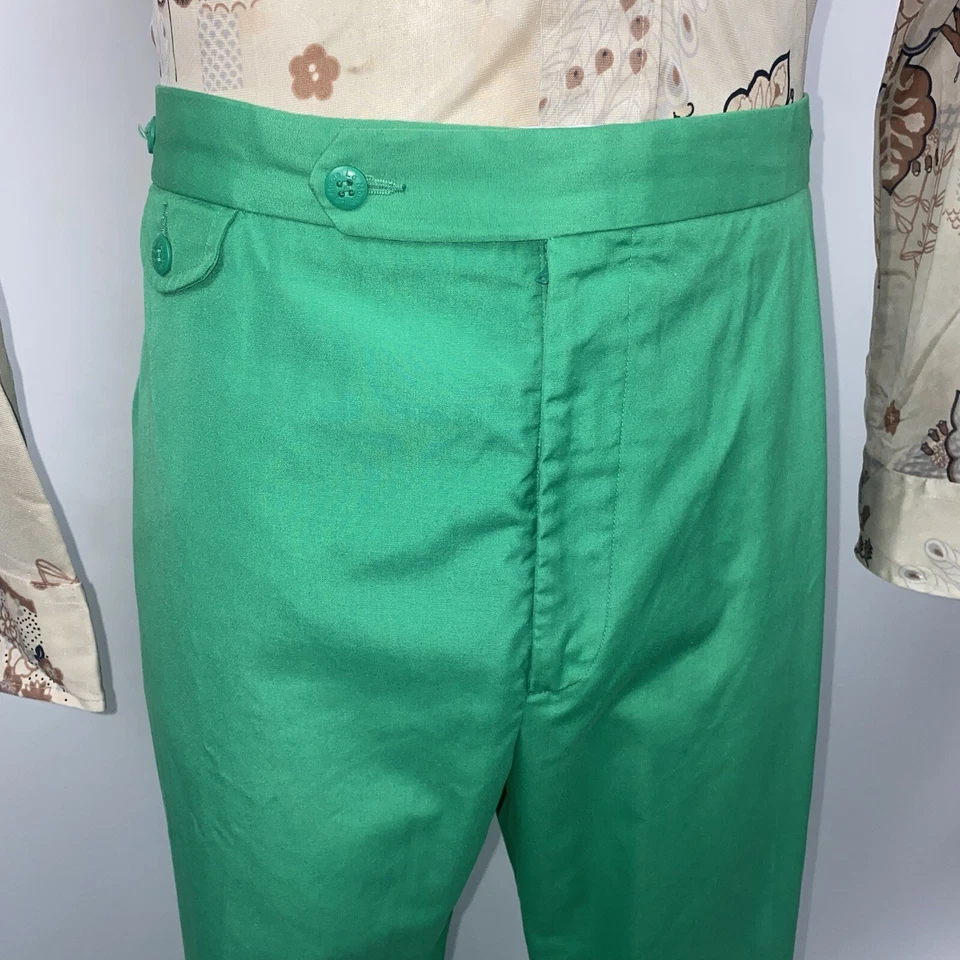 Pantalones De Colección La Mode Para Hombres 40 31 Golf Ocio Caddyshack Pierna Ancha Disco Verde Años 70 Foto 3 de 4
