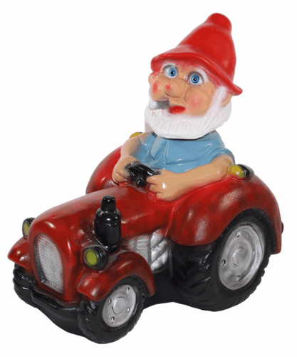 Gartenzwerg Deko Garten Figur Zwerg Landwirt auf Traktor aus Kunststoff H 30 cm - Bild 1 von 5