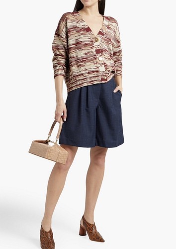 Veronica Beard Lucelia V-Neck Cardigan Burgundy Preppy Academia XS $395 NWT - Picture 2 of 10