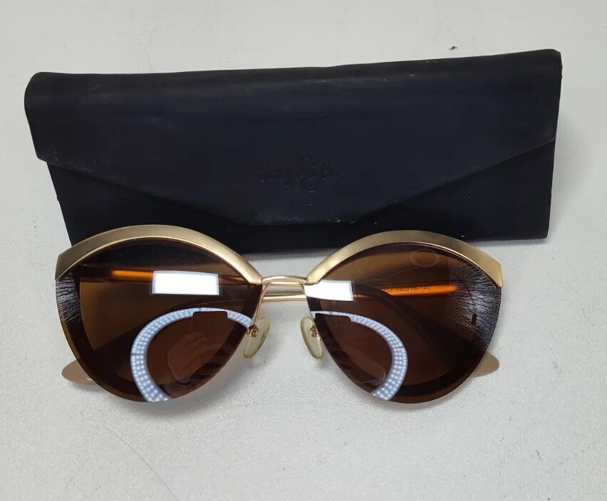 Gafas de sol Cunny Co Afrodita retro polarizadas doradas y rosadas 5416-140 y estuche