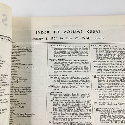 US News & World Report Magazine January 1 1954 Index to Volume