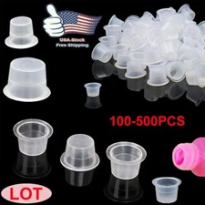 100/500 Pcs Ink Caps Plastic Pigment Cups Tattoo Supplies Vari Large Medium US
