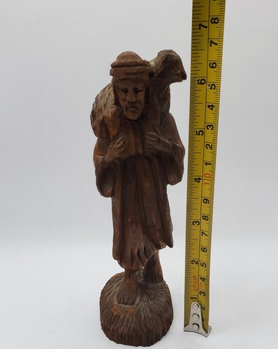 Bethlehem Shepherd Carrying a Lamb on his Shoulders, Hand Carved From Olive Wood - 第 2/18 張圖片