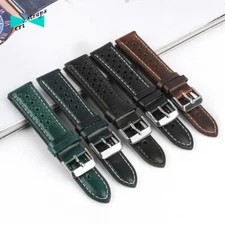 Rally Racing Leather Watch Strap Green Blue Black Brown 18 19 20 21mm