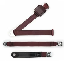 RetroBelt Burgundy Pushbutton Shoulder Safety Belt - Bench Seat Seatbelt Classic