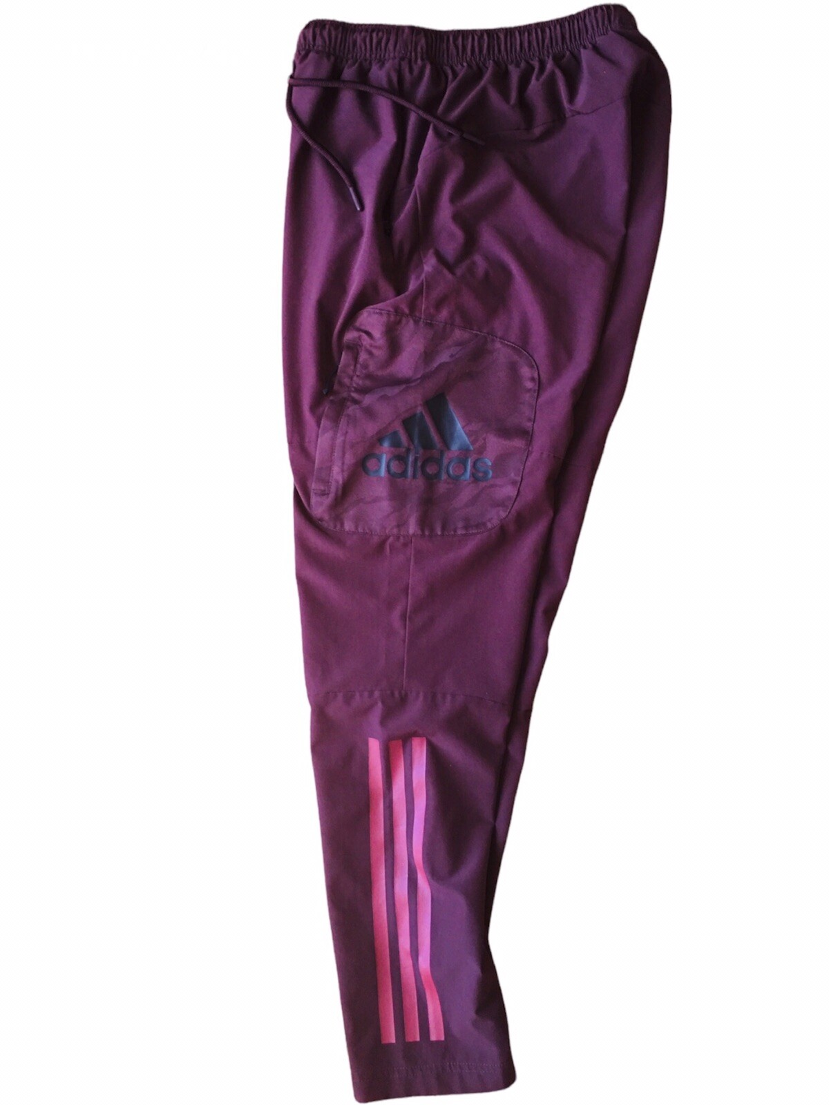 Adidas Burgundy/ Maroon windbreaker pants Firestrike Camouflage Pocket  Sz M