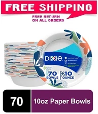 Dixie Everyday Disposable Paper Bowls, 10 oz, Multi-Color, 70 Count