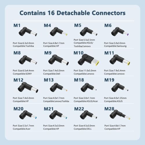 Universal Laptop Ladegerät 90W AC Power Adapter Nezteil Multi-Stecker DE Stecker - Bild 2 von 7