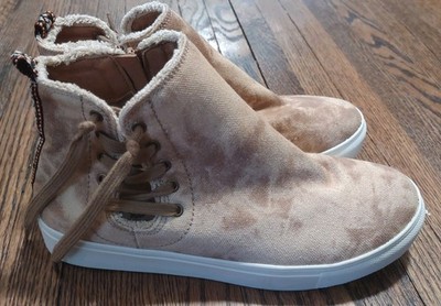 Very G Vally Tan Tie Dye High Top Sneakers Women's Size 8 Boho Side Lace Zip