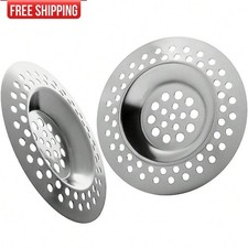2pcs Stainless Steel Bathtub & Sink Drain Strainer Hair Catcher for Bathroom