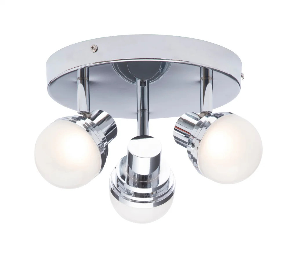 Bathroom Light Silver Milan LED 3 Spot Plate IP44 Chrome Spa SPA-31733-CHR