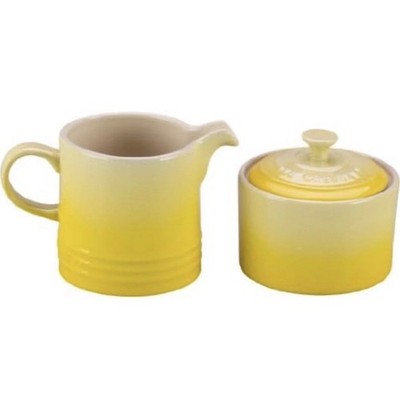 NEW IN BOX LE CREUSET SOLEIL YELLOW SUGAR and CREAM Cafe Collection SET