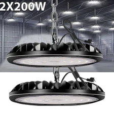 2 Pack 200W UFO LED High Bay Light Shop Warehouse Industrial Factory Commercial