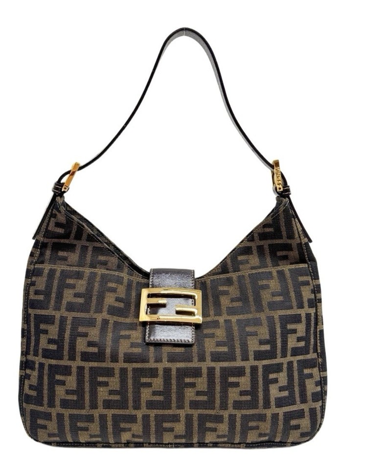 Fendi Mamma Baguette Brown Zucca Canvas Shoulder Bag