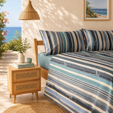 BASSETTI Grove B2 Double Bed Sheets, Blue, 100 Cotton
