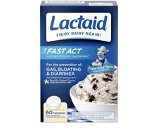 Lactaid Fast Act Lactose Intolerance Chewables with Lactase Enzymes, Vanilla, 60