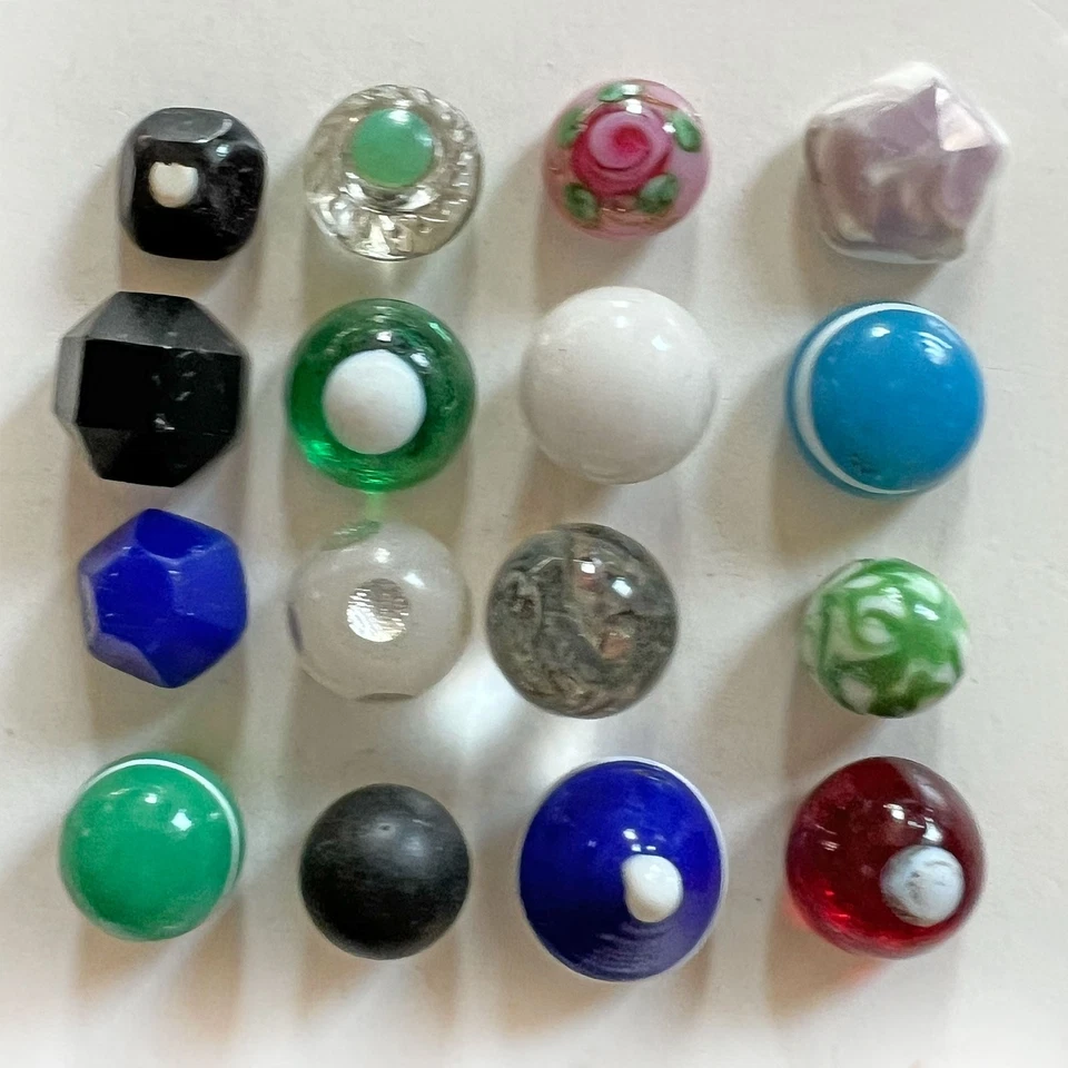Lot Antique Small Glass Buttons Ball Charm String Cone Bullseye 3/8 - 9/16" - Image 3 of 4