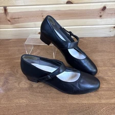 Foot Thrills By Clinic Tasha Womens Block Heel Black Leather Mary Jane Size 9.5M