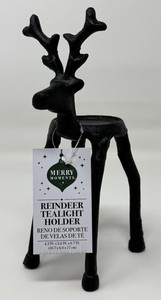 Merry Moments Reindeer Tealight Candle Holder Christmas Holiday Black Aldi READ