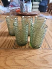 Vintage Anchor Hocking Juice  Glasses. Avocado Green. Set of 5,  4" tall