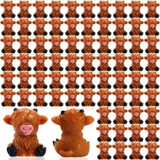 100 Pcs Mini Highland Cow Figurines Bulk Mini Cow Figurines Cake Decorations