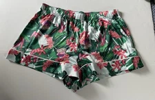 Victoria's Secret Women Nwt Size Large Satin Pajama Silky Shorts Tropical Print