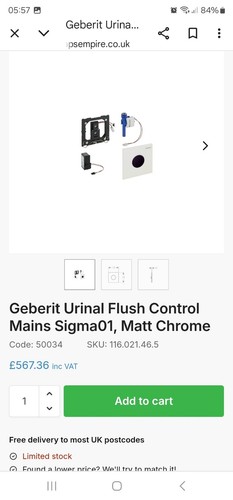 Geberit Sigma electric urinal flush plate 116.021.46.5 matte chrome - Picture 3 of 3