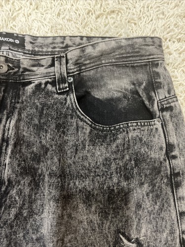 Makobi Jeans Black 46x32 Distressed Denim Vintage Wash M1758 - Picture 7 of 22